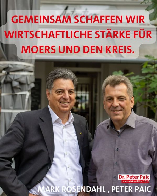 Instagram: 💡 Moers als Motor für den Kreis Wesel Gemeinsam mit Mark Rosendahl möchte ich neue Impulse für unsere Wirtschaft setzen...
